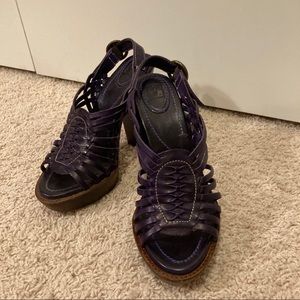 Frye Blue Joy Huarache Platform Slingback Heel 7.5 Sandal Shoes EUC